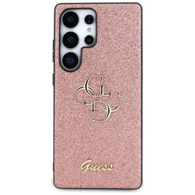 Guess Fixed Glitter Big 4G Metal Logo Dėklas Samsung Galaxy S25 Ultra Rožinis 2