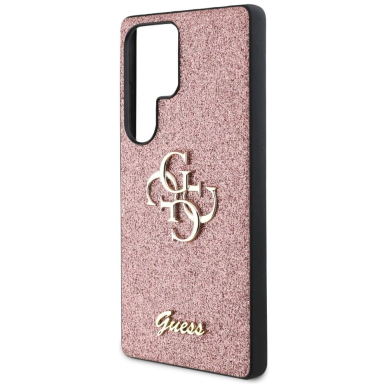 Guess Fixed Glitter Big 4G Metal Logo Dėklas Samsung Galaxy S25 Ultra Rožinis 5