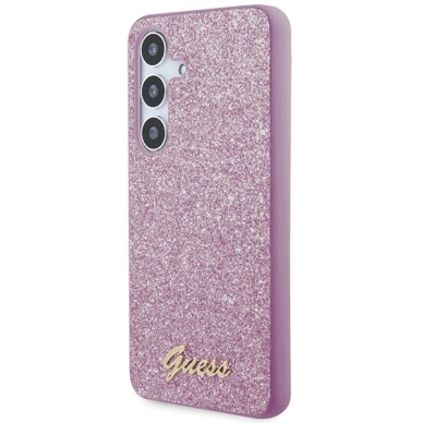 Guess Glitter Script Dėklas Samsung Galaxy S24+ - violetinis 1