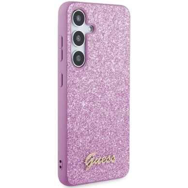 Guess Glitter Script Dėklas Samsung Galaxy S24+ - violetinis 3