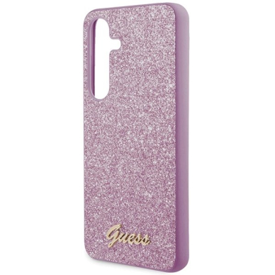 Guess Glitter Script Dėklas Samsung Galaxy S24+ - violetinis 5