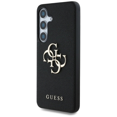 Guess Grained Big 4G Logo Small Classic Logo Dėklas Samsung Galaxy S25 Juodas 1