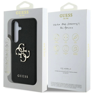 Guess Grained Big 4G Logo Small Classic Logo Dėklas Samsung Galaxy S25 Juodas 7