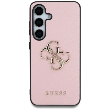 Guess Grained Big 4G Logo Small Classic Logo Dėklas Samsung Galaxy S25 Plus Rožinis 2