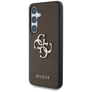 Guess Grained Big 4G Logo Small Classic Logo Dėklas Samsung Galaxy S25 Plus Rudas 1