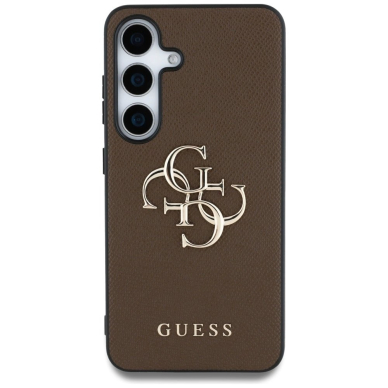 Guess Grained Big 4G Logo Small Classic Logo Dėklas Samsung Galaxy S25 Plus Rudas 2