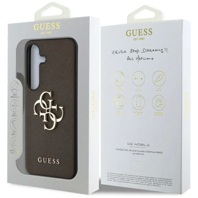 Guess Grained Big 4G Logo Small Classic Logo Dėklas Samsung Galaxy S25 Rudas 7