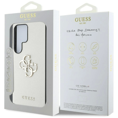 Guess Grained Big 4G Logo Small Classic Logo Dėklas Samsung Galaxy S25 Ultra beige 7