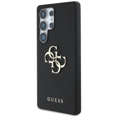 Guess Grained Big 4G Logo Small Classic Logo Dėklas Samsung Galaxy S25 Ultra Juodas 1