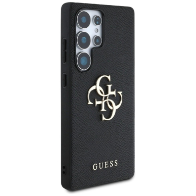 Guess Grained Big 4G Logo Small Classic Logo Dėklas Samsung Galaxy S25 Ultra Juodas 3