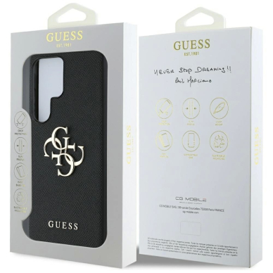 Guess Grained Big 4G Logo Small Classic Logo Dėklas Samsung Galaxy S25 Ultra Juodas 7