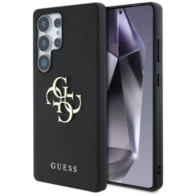 Guess Grained Big 4G Logo Small Classic Logo Dėklas Samsung Galaxy S25 Ultra Juodas