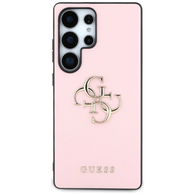 Guess Grained Big 4G Logo Small Classic Logo Dėklas Samsung Galaxy S25 Ultra Rožinis 2