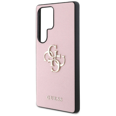 Guess Grained Big 4G Logo Small Classic Logo Dėklas Samsung Galaxy S25 Ultra Rožinis 5