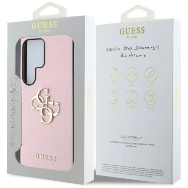 Guess Grained Big 4G Logo Small Classic Logo Dėklas Samsung Galaxy S25 Ultra Rožinis 7