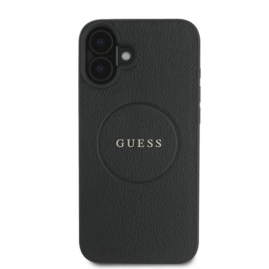 Guess Grained Gold Ring MagSafe Dėklas iPhone 16 Plus - juodas 2