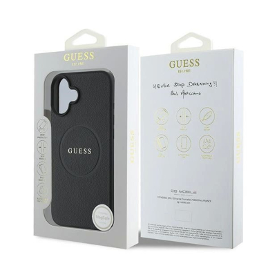 Guess Grained Gold Ring MagSafe Dėklas iPhone 16 Plus - juodas 7