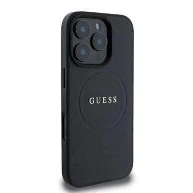 Guess Grained Gold Ring MagSafe Dėklas iPhone 16 Pro Max - juodas 2