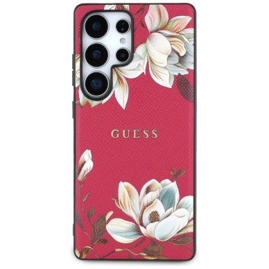 Guess Grained Printed Flower Pattern MagSafe Dėklas Samsung Galaxy S25 Ultra Fuchsia 2