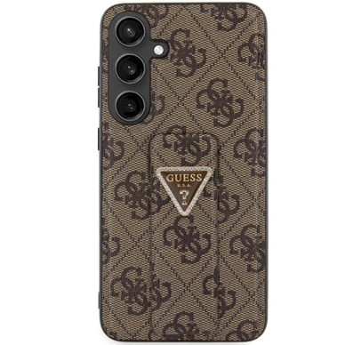 Guess Grip Stand 4G Triangle Strass Dėklas Samsung Galaxy S24+ - brown 2