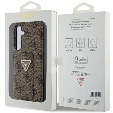 Guess Grip Stand 4G Triangle Strass Dėklas Samsung Galaxy S24+ - brown 7