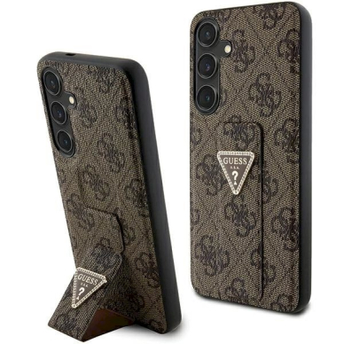 Guess Grip Stand 4G Triangle Strass Dėklas Samsung Galaxy S24+ - brown