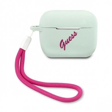 Guess GUACAPLSVSBF Silicone Vintage AirPods Pro Ausinių Dėklas melsvas