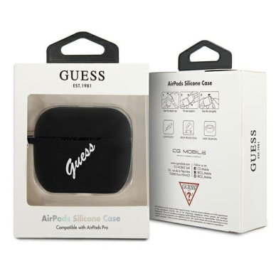 Guess GUACAPLSVSBW Silicone Vintage AirPods Pro Ausinių Dėklas juodas-baltas 2