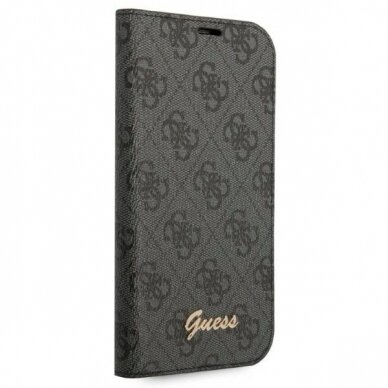 Guess GUBKP14SHG4SHK iPhone 14 6.1 black / Juodas book 4G Vintage Gold Logo 4