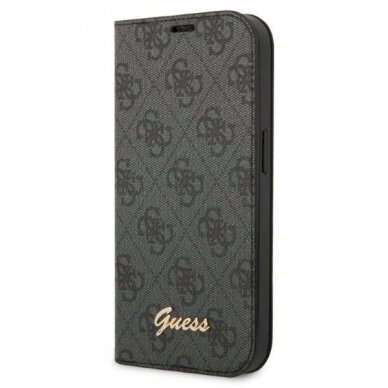 Guess GUBKP14SHG4SHK iPhone 14 6.1 black / Juodas book 4G Vintage Gold Logo