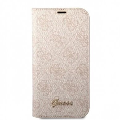 Guess GUBKP14SHG4SHP iPhone 14 6.1 pink / Rožinis book 4G Vintage Gold Logo 2