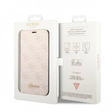 Guess GUBKP14SHG4SHP iPhone 14 6.1 pink / Rožinis book 4G Vintage Gold Logo 6