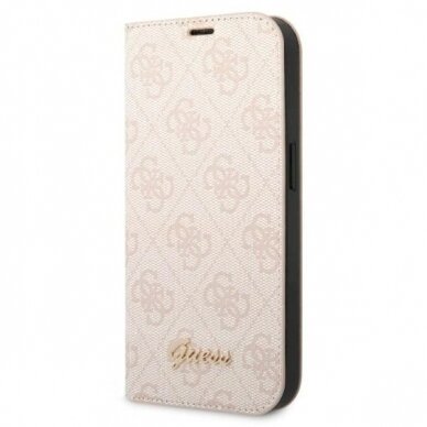 Guess GUBKP14XHG4SHP iPhone 14 Pro Max 6.7 pink / Rožinis book 4G Vintage Gold Logo