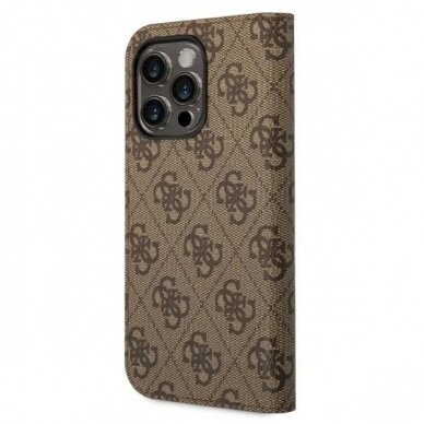 Guess GUBKP14XHG4SHW iPhone 14 Pro Max 6.7 brown / brown book 4G Vintage Gold Logo 1