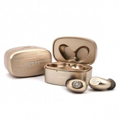 Guess GUTWSJL4GGO TWS bluetooth ausinės + gold/gold 4G docking station