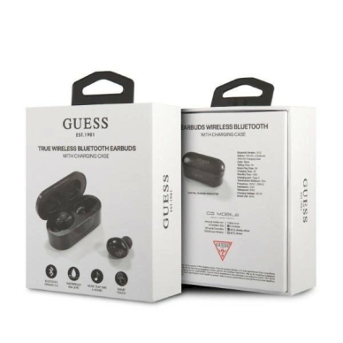 Guess GUTWST31EK TWS bluetooth ausinės + docking station - Juodas 4