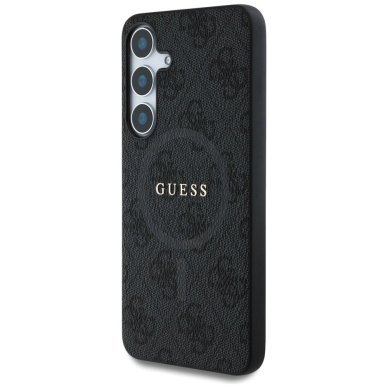 Guess Leather 4G Colored Ring Classic Logo MagSafe Dėklas Samsung Galaxy S25 Plus Juodas 1