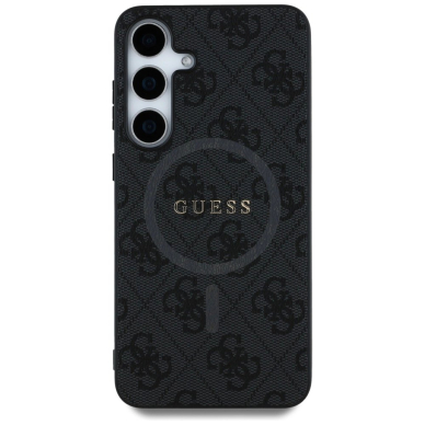 Guess Leather 4G Colored Ring Classic Logo MagSafe Dėklas Samsung Galaxy S25 Plus Juodas 2