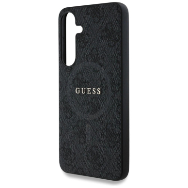 Guess Leather 4G Colored Ring Classic Logo MagSafe Dėklas Samsung Galaxy S25 Plus Juodas 5