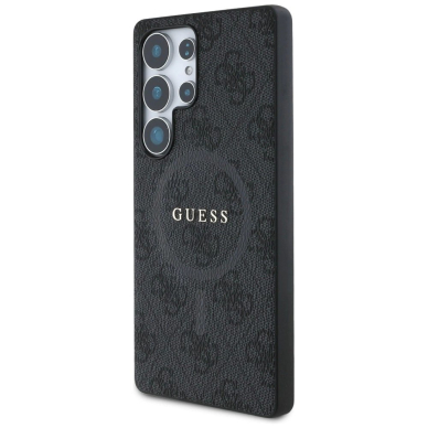 Guess Leather 4G Colored Ring Classic Logo MagSafe Dėklas Samsung Galaxy S25 Ultra Juodas 1