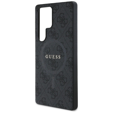 Guess Leather 4G Colored Ring Classic Logo MagSafe Dėklas Samsung Galaxy S25 Ultra Juodas 5