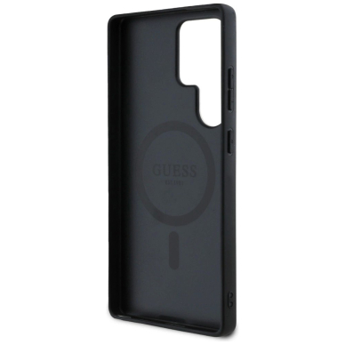 Guess Leather 4G Colored Ring Classic Logo MagSafe Dėklas Samsung Galaxy S25 Ultra Rudas 6