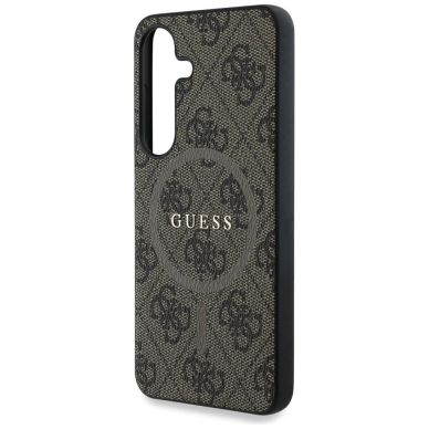 Guess Leather 4G Colored Ring Classic Logo MagSafe Samsung Galaxy S25 Plus Dėklas Rudas 5