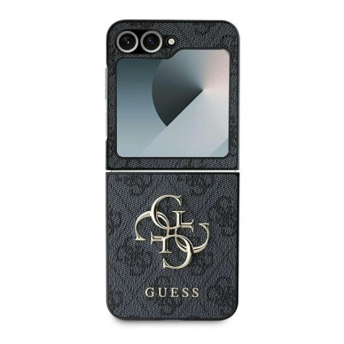 Guess Leather 4G Metal Logo Dėklas Samsung Galaxy Z Flip 6 - juodas 1