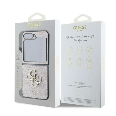 Guess Leather 4G Metal Logo Dėklas Samsung Galaxy Z Flip 6 - rožinis 7