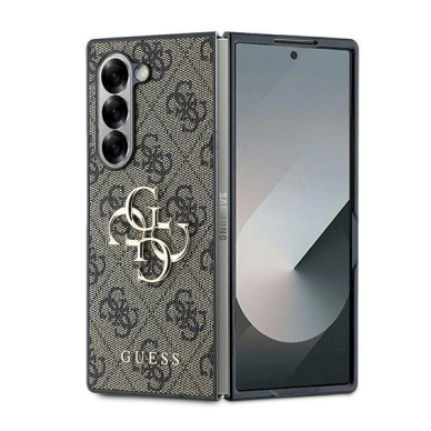 Guess Leather 4G Metal Logo Dėklas Samsung Galaxy Z Fold 6 - rudas