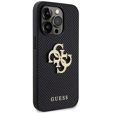 Guess Leather Perforated 4G Glitter Logo Case for iPhone 15 Pro Max - Juodas 3