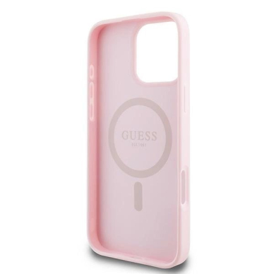 Guess MagSafe Grained Gold Ring iPhone 15 Pro Max Dėklas - rožinis 6