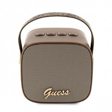 Guess Nešiojamas garsiakalbis GUWSB2P4SMW Speaker mini Rudas/bown 4G Leather Script Logo su Strap