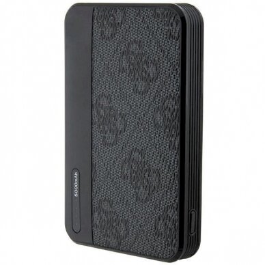 Guess Powerbank 15W GUPB5LP4GEGK 5000mAh black/black 4G Leather Metal Logo 4